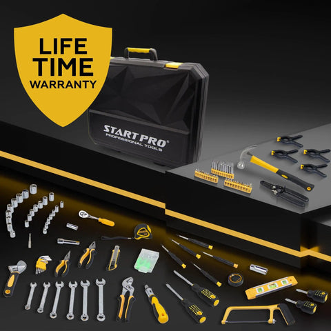 Must-Have 237-Piece Household And Auto Repair Tool Kit With Screwdrivers Sockets Wrenches Pliers Tape Measure Hammer Saw And Portable Plastic Case