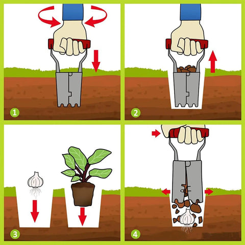 Bulb Planter With Depth Markers Automatic Soil Release Transplanter For Planting Tulips Daffodils Dahlias And More Easy No Sweat Gardening Tool That Makes Digging And Replanting A Breeze