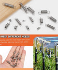 150 Piece Extension Spring Kit in 15 Sizes Stainless Steel Small Springs displayed on wood and held in hand