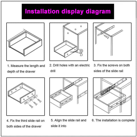 Installation steps for Beefy 550mm Full Extension Drawer Slides With Lock And Ball Bearing Guide Rails 120kg Load Capacity Durable Runners