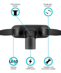 Front view of matte black RV tub and shower faucet diverter valve with winged levers and seamless temperature control labels.