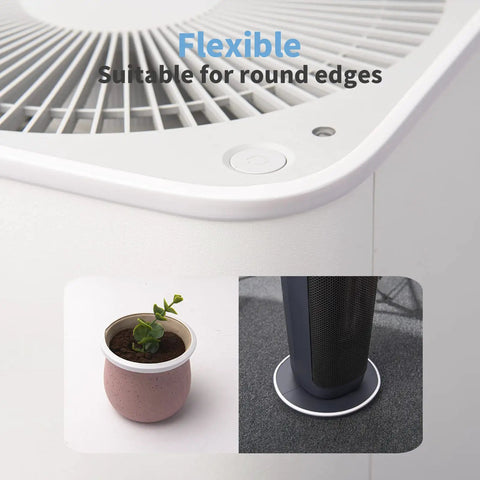 Close-up of flexible corner with white edging suitable for round surfaces, showing adaptability for 20 Ft Peel And Stick Vinyl Corner Trim.