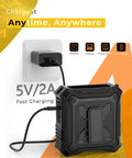 All In One Portable Fan With Five Speed Settings And 8000mAh Battery charging via adapter for travel or camping