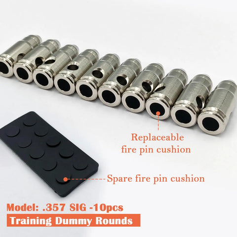 Steel Safety Practice Rounds For Dry Fire Training, Action Trainer Dummy Rounds For Pistol Caliber 357 SIG in bright silver finish