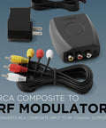 RCA To RF Modulator For Coax TV Setup Converts Composite Video And Audio To Channel 3 Or 4 with AV cable and power adapter