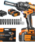 Half Inch Cordless Impact Wrench 1300 Nm High Torque Brushless Beast With Dual 4Ah Batteries and accessories shown