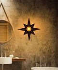 16 Inch Industrial Black Metal Star Flush Mount Ceiling Light With Vintage Farmhouse Vibe in bathroom setting