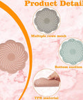 Five Pack Flower Shaped Silicone Hair Catcher Shower Drain Cover With Strong Suction Cups Killer Clog Stopper For Kitchen Bathroom Tub Slick Design, showing TPR material and mesh drainage holes.