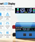 Smart LCD display showing battery status and output voltage for Straight Up 3000 Watt Pure Sine Wave Inverter.