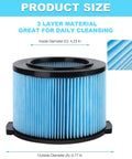 Heavy Duty Fine Dust Filter Replacement For 3 To 4.5 Gallon Wet Dry Shop Vacs Compatible With WD30500 WD4050 WD40700 WD4080