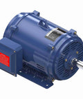 40 HP General Purpose 3 Phase Motor 1800 RPM 230/460V Dual Voltage 324T Frame ODP Inverter Duty, blue casing, side view