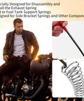 Exhaust spring puller set, 2 pcs, red T-handle tool and coil spring for motorcycle exhaust springs