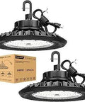 UFO LED High Bay Light 240W Dimmable 0-10V Flicker Free 36000LM 5000K pack with hooks and cables for garages or warehouses