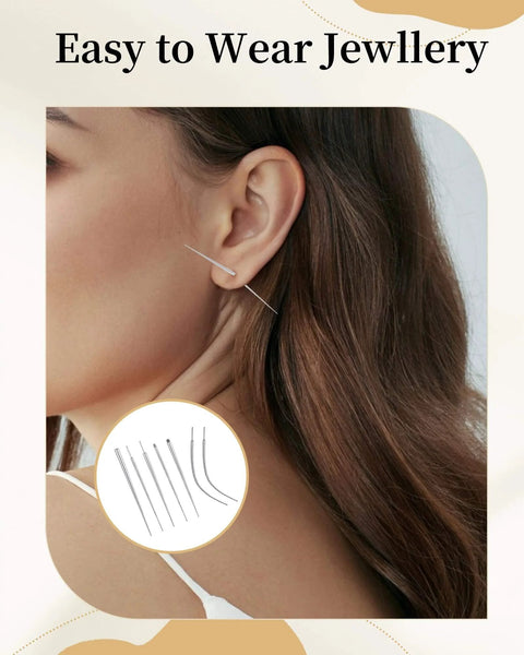 Woman using Pro Grade Piercing Kit With Ball Grabber And 16G 18G Tapers For Easy No Fuss Jewelry Changes in ear