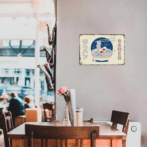 Retro Metal Ramen Sign Dope Vintage Japanese Tin Wall Art 8x12 Inches For Home Kitchen Garage Office Decor Pre Drilled Holes