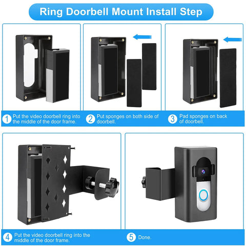 Installation steps for Anti Theft Video Doorbell Mount For Apartments No Drill Bracket Holder 360 Degree Security Shield Compatible With Ring Video Doorbell 4 3 3 Plus 2 1 2020 2021 Pro 2 And Blink Black