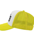Side view of Yellow Breathable Trucker Hat For Men, Dope Athletic Cap Built For Sports And Outdoor Adventures with mesh back