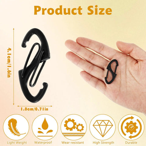 9Pcs Zipper Clip Theft Deterrents With Double Opening Lock Zipper Pulls Replacement Clips shown in hand for size comparison.