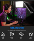 Person using Two Pack 13 Inch LED Video Light Panel Kit for game streaming setup at desktop with illuminated screens.