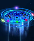 Blue No Remote Control Throw And Go Mini Drone For Kids Hand Operated Indoor And Outdoor Flying Ball Toy with LEDs and obstacle avoidance.