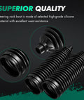 Steering Rack And Pinion Tie Rod Boot Kit 2 Piece For Chevy Silverado 1500 2WD Tahoe Suburban Avalanche GMC Sierra 1500 Yukon Escalade Nissan Quest Dakota Durango Direct Fit For 1999 To 2014 GM Full Size Trucks And SUVs showing silicone material