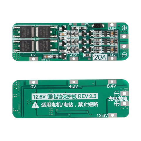 6 Pack Heavy Duty 3S 20A BMS Battery Management System For 18650 Li Ion Cells 12.6V PCB with voltage markings