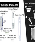 Sliding Patio Door Lock With 45 Degree Keyway And Adjustable Bolt Projection, Round End Faceplate For Glass Doors kit components