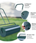 24 Inch Lawn Roller With 13 Gallon Capacity Heavy Duty Steel Yard Roller For Garden And Park Lawns Removable Drain Plug Tow