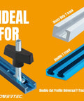 T Track Knob Kit With 1/4-20 Bolts And Washers, 46 Piece Set Of T Track Bolts And Pro Grade Accessories, showing t-track applications