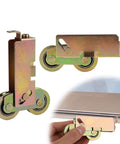 2 Pack Sliding Patio Door Tandem Roller Assembly With F Tab Mount, 1 1/4 Inch Steel Ball Bearing, Yellow Zinc Plated