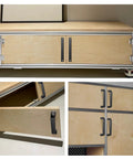 JiGiU 4-pack black aluminum pull handles for 40 Series extrusion, 180mm spacing, installed on wood cabinet doors.