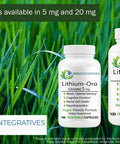 Lithium Orotate 5mg Bioavailable Capsules That Boost Mood And Support Emotional Wellness Cognitive Function Memory And Behavior With Neurotransmitter Support 100 Capsules bottles on grass