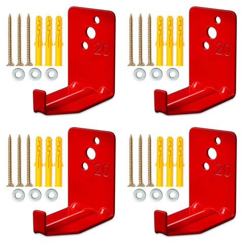 Heavy Duty Fire Extinguisher Mount Brackets Set Of 4 With Wall Hooks And Quick Install Holders Includes Screws Anchors And Gaskets Holds Up To 20 Lb For Garage Workshop And Home Cabinets