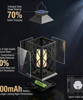 2-Pack 14-Inch Large Tempered Glass Solar Lanterns Outdoor Waterproof Hanging Lights with enlarged solar panel and candle