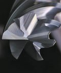 Close-up of Carbide End Mill Six Flute 3/8 Inch Shank for precision machining of alloy steel, cast iron, hardened steel, high RPM cutting