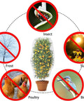 Diagram showing 2 Pack Garden Insect Barrier Netting With Drawstring 4.9 By 3.2 Feet Plant Cover protecting plant from pests and elements.