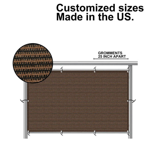 Outdoor Privacy Screen Mesh Windscreen For Balcony And Patio All Weather Weatherproof UV Protected brown with grommets