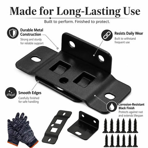Heavy Duty Stainless Steel Quick Fitting Furniture Corner Brackets Set With Screws L Shape Right Angle Connectors Black Finish