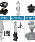 Camera Tripod Adapter Stash Includes 26 Piece Threading Screws One Quarter To Three Eighth Hot Shoe Converter Quick Release Brass Hardware Rig Ready No Sweat Game Changing, showing various brass adapter types.