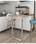 Heavy Duty Solid Steel Table Legs With Elegant Arc Shape And Glossy Silver Coating, no sweat cleaning in modern kitchen setting.