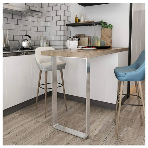 Heavy Duty Solid Steel Table Legs With Elegant Arc Shape And Glossy Silver Coating, no sweat cleaning in modern kitchen setting.