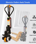 Heavy Duty Electric Pallet Jack Truck With 4409 Lbs Capacity And Powerful Drive Motor For Indoor Storage Warehouse Material Handling Jobs, featuring joystick.