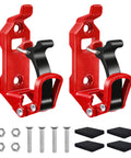 Heavy Duty Roof Rack Shovel Mount Kit with Metal Rubber Clamps, includes 2 red brackets and mounting hardware for SUV or truck use.