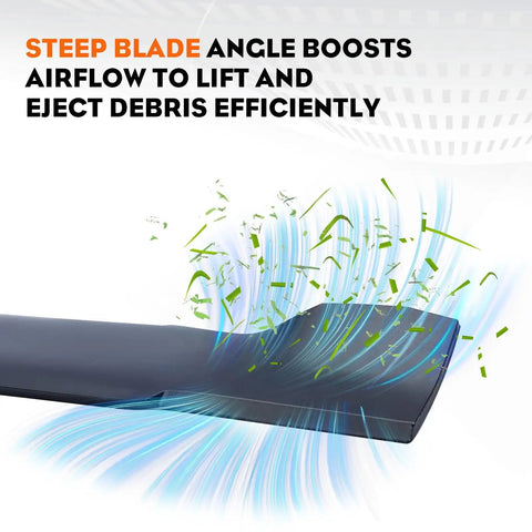 Close-up of 2 Pack 138971 High Lift Mower Blades 5 Point Star for Craftsman 42 Inch Riding Mower showing airflow effect