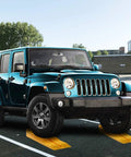 An SUV parked on 4 Pack Leveling Ramps For Cars And SUVs Anti Slip Wheel Chocks And Levelers For Camper Trailer On Uneven Ground Heavy Duty Stabilizers To Lift And Stabilize Your Ride.