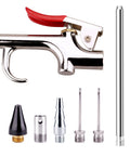 Air Blow Gun Accessory Kit With 5 Interchangeable Nozzles And 7-Piece Air Compressor Tools Set For Cleaning Dust From Garages And Work Benches Includes Soft Rubber Tip Metal Tip Inflation Needle And 4.7 Inch Tubes