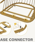 Base connector of Beige Wicker Egg Chair With Stand For Indoor And Outdoor Use Foldable Hanging Hammock Cushions Included 300 Lbs Capacity