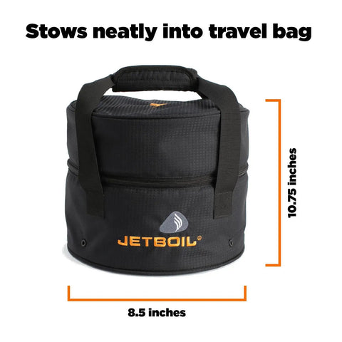 Genesis Basecamp Camping And Overlanding Stove Cooking System bag, black, with dimensions 8.5 x 10.75 inches.