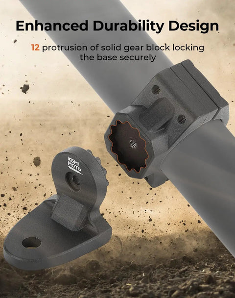 One Piece UTV Flag And Whip Light Mounting Bracket For 1.75 To 2 Inch Roll Bar Cage with 12-tooth gear lock
