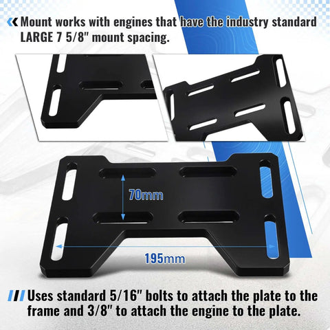 Heavy Duty Adjustable Mini Bike Mounting Plate Adapter Bracket For GX240 GX270 GX390 And Predator 420cc Engines Fits DB30 Through Big Block 8 13HP OHV Mini Bikes Black, 195mm x 70mm billet aluminum